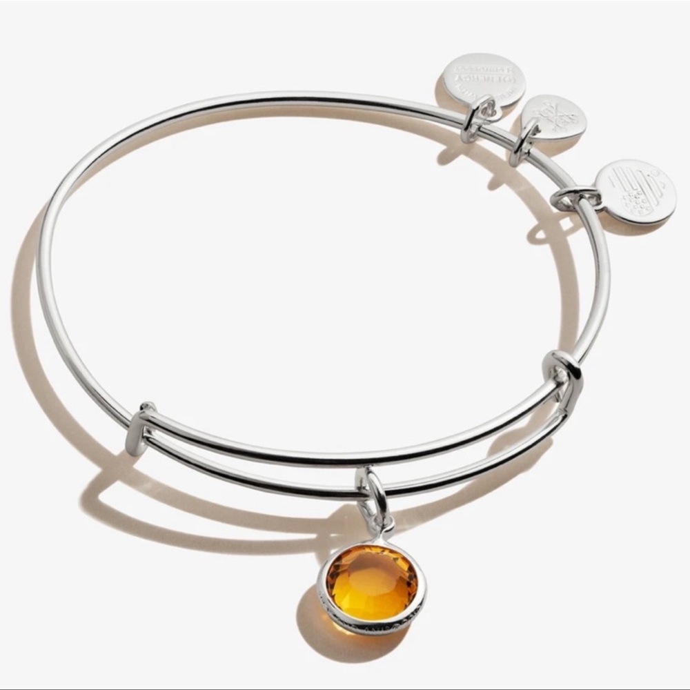 Alex and Ani Silver Tone November Birthstone Simulated Topaz / Citrine Bracelet.